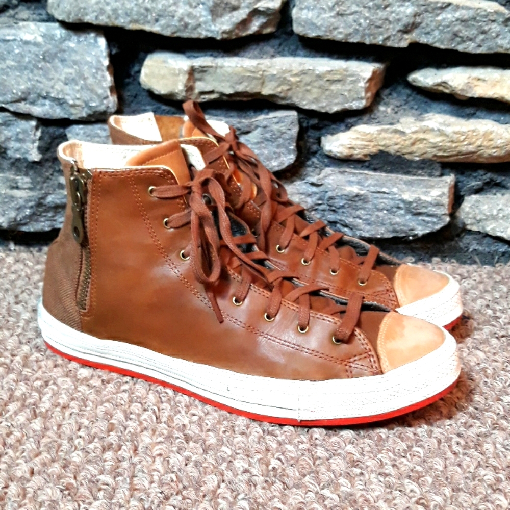 Converse All Star leather high top shoes sz 10.5